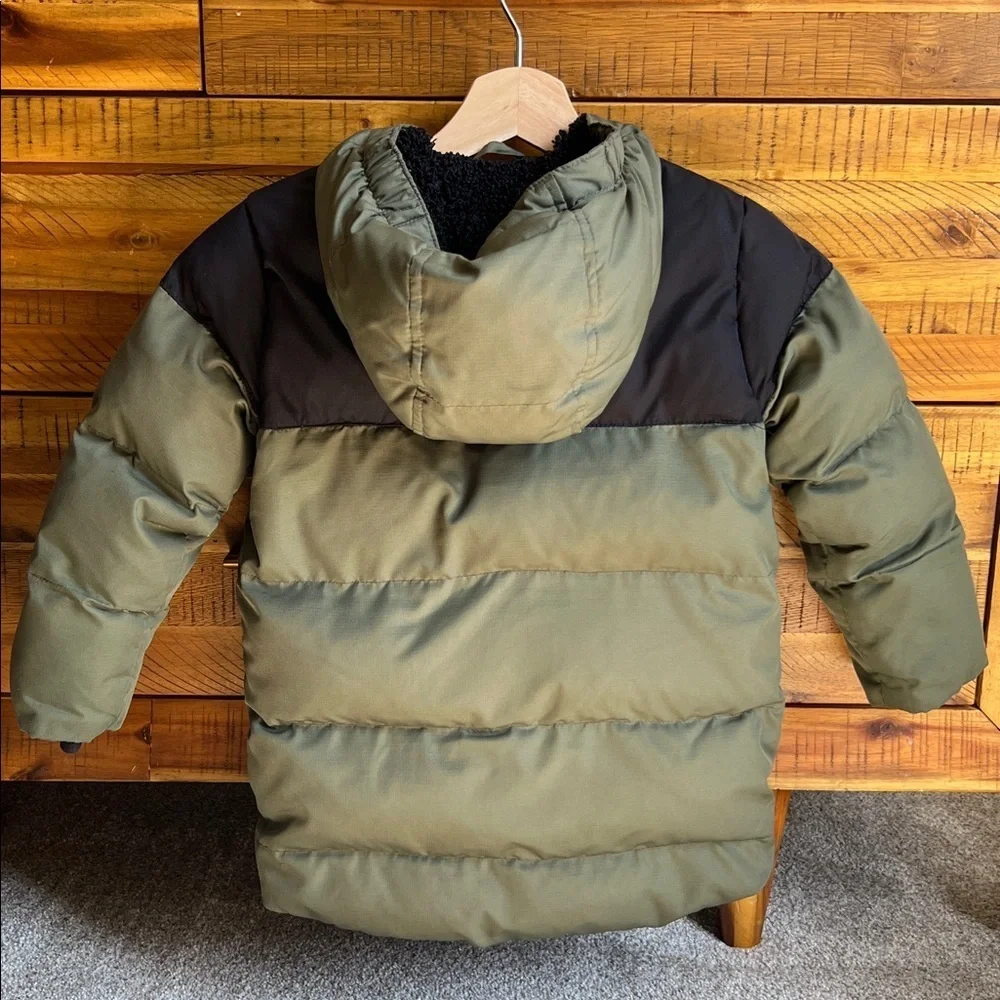 Lands' End Green and Black Hooded Jacket Boys Fleece Lined Coat